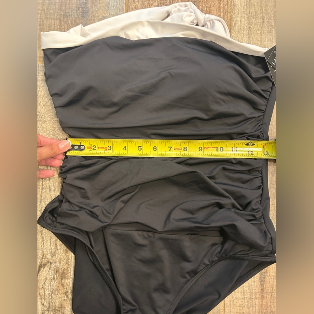 $130 NWT RALPH LAUREN 14 BLACK TIE ONE PIECE SLIMMING BEL AIR SWIMSUIT - Picture 8 of 11